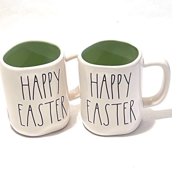Rae Dunn HAPPY EASTER Ceramic Mug Set White/Green - Picture 4 of 11